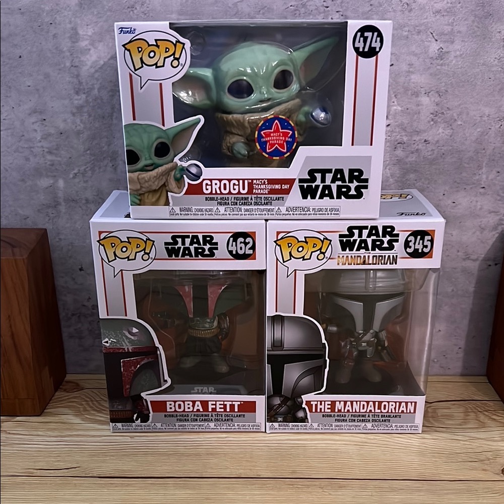 Funko Pop Star Wars Trio: Grogu, Boba Fett, Mandalorian